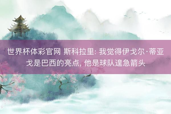 世界杯体彩官网 斯科拉里: 我觉得伊戈尔·蒂亚戈是巴西的亮点， 他是球队遑急箭头