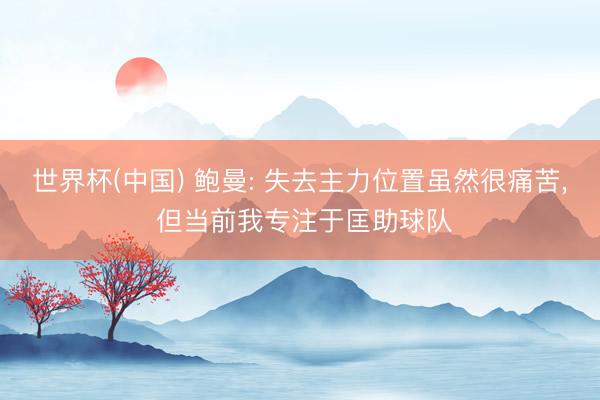 世界杯(中国) 鲍曼: 失去主力位置虽然很痛苦， 但当前我专注于匡助球队