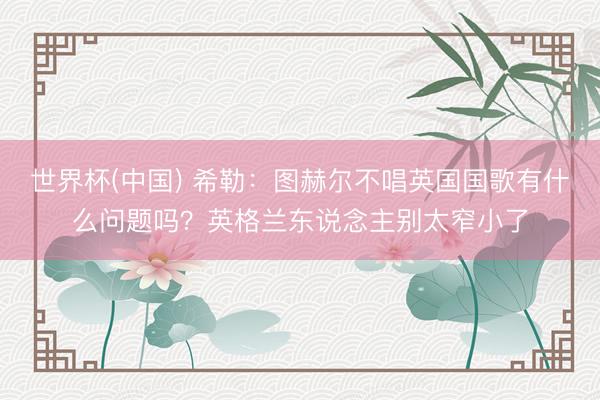 世界杯(中国) 希勒：图赫尔不唱英国国歌有什么问题吗？英格兰东说念主别太窄小了