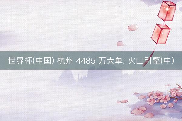 世界杯(中国) 杭州 4485 万大单: 火山引擎(中)