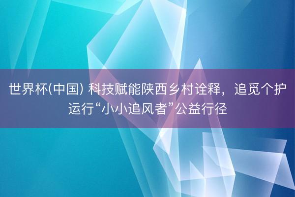 世界杯(中国) 科技赋能陕西乡村诠释,追觅个护运行“小小追风者”公益行径
