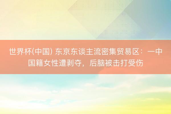 世界杯(中国) 东京东谈主流密集贸易区：一中国籍女性遭剥夺，后脑被击打受伤