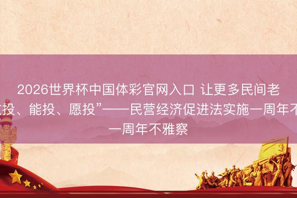 2026世界杯中国体彩官网入口 让更多民间老本“敢投、能投、愿投”——民营经济促进法实施一周年不雅察