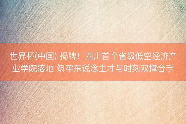 世界杯(中国) 揭牌！四川首个省级低空经济产业学院落地 筑牢东说念主才与时刻双撑合手