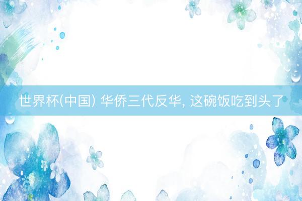 世界杯(中国) 华侨三代反华， 这碗饭吃到头了