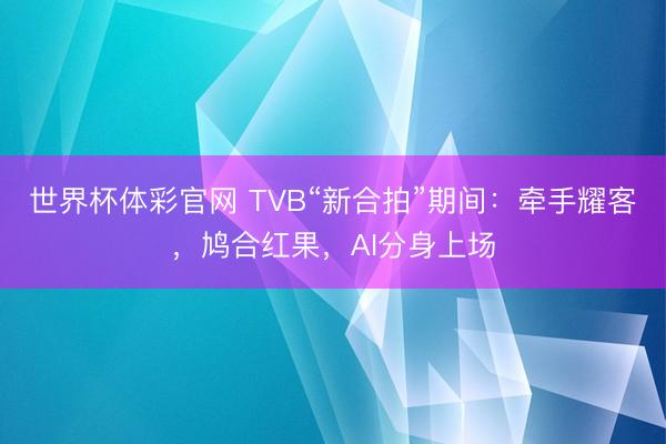 世界杯体彩官网 TVB“新合拍”期间：牵手耀客，鸠合红果，AI分身上场