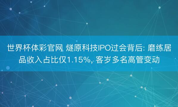 世界杯体彩官网 燧原科技IPO过会背后: 磨练居品收入占比仅1.15%， 客岁多名高管变动